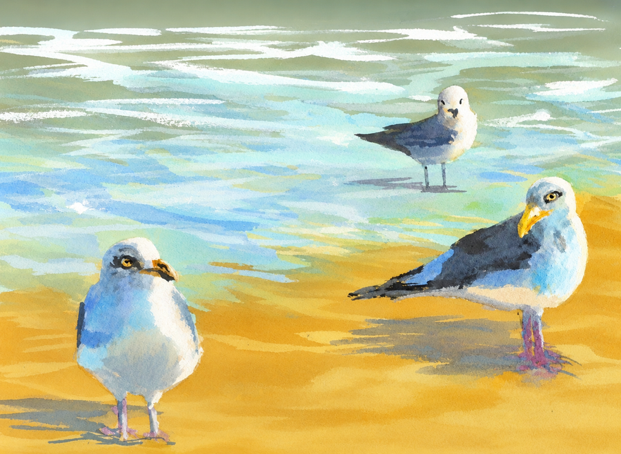 Seagulls at the Shoreline