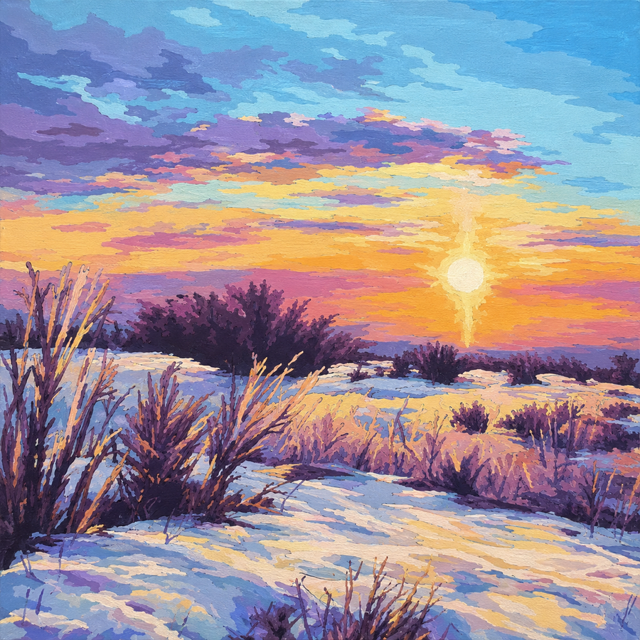 Chaco Canyon Snow Scene Gouache Paint-by-Number Kit